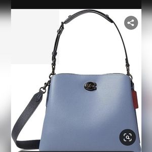 Coach Willow Shoulder Bag Color block Washed Chambray